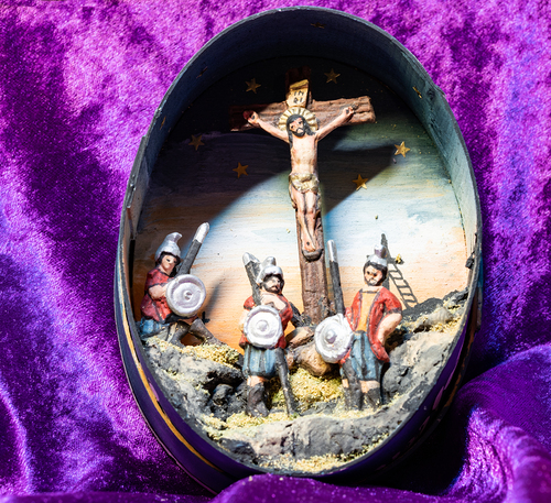 Spanschachtel mit Loamandln / Erzdiözese Wien/ Stephan Schönlaub, Stephan Schönlaub Die Fastenkrippe, Spanschachtel mit Loamandln